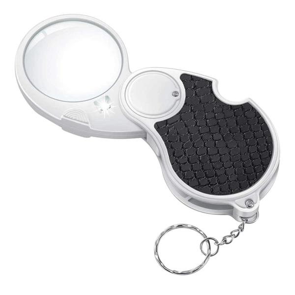 Keychain 5X Magnifying Loupe with LED Light – Compact Folding Keyring Magnifier