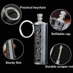 Camping Waterproof Portable Fire Starter Metal Match Stick Keychain Survival Tool Permanent Flint Match Reusable Windproof Emergency Lighter for Hiking Backpacking Outdoor Black