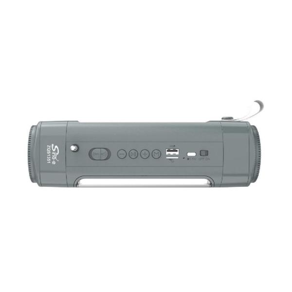 ZQS1351 Solar-Powered Bluetooth Speaker with Flashlight, FM Radio & TWS – Grey