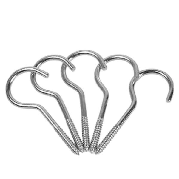 Shind Silver 4.2 × 75 mm Screw-Hooks – 61‑Piece Durable Hanging Hook Set