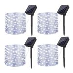 4‑Pack Ultra‑Long Solar Fairy String Lights – Outdoor LED Decor, 8 Modes, Warm White