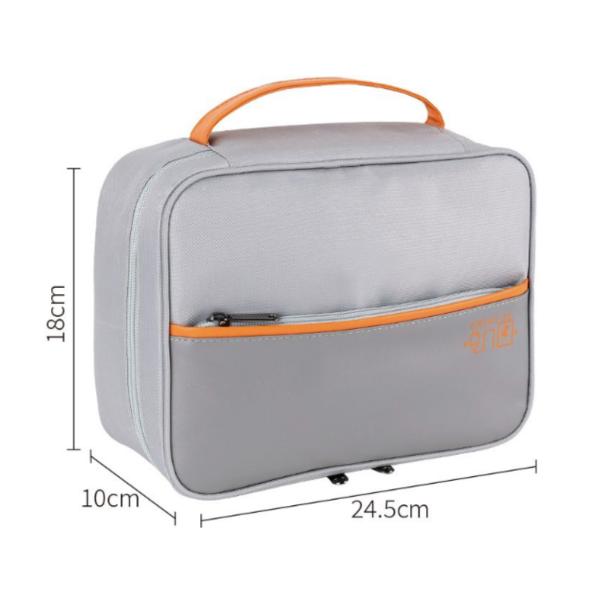 Double‑Layer Travel Electronics Organizer Bag with Built‑In HDS Torch – Grey & Orange, Waterproof & Shock‑Proof Tech Pouch