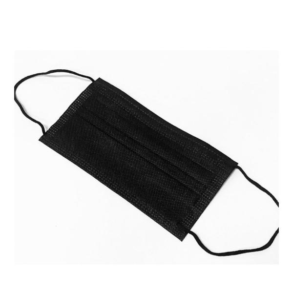 Disposable Adult Black Face Masks – 3‑Ply, Elastic Ear‑Loop, Pack of 50