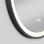 60 Round LED Bathroom Mirror with Black Frame Touch Sensor Control Wall-Mounted Lighted Vanity Mirror Matte Black 60cm