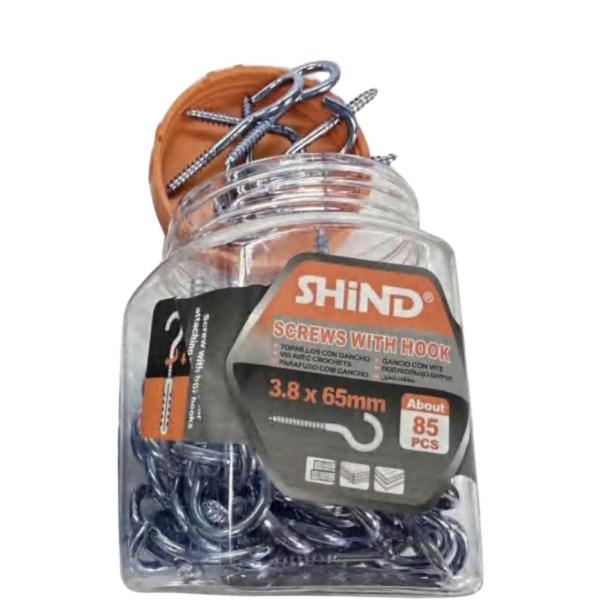 Shind 3.8 x 65mm Silver Screws With Hooks – Pack of 85
