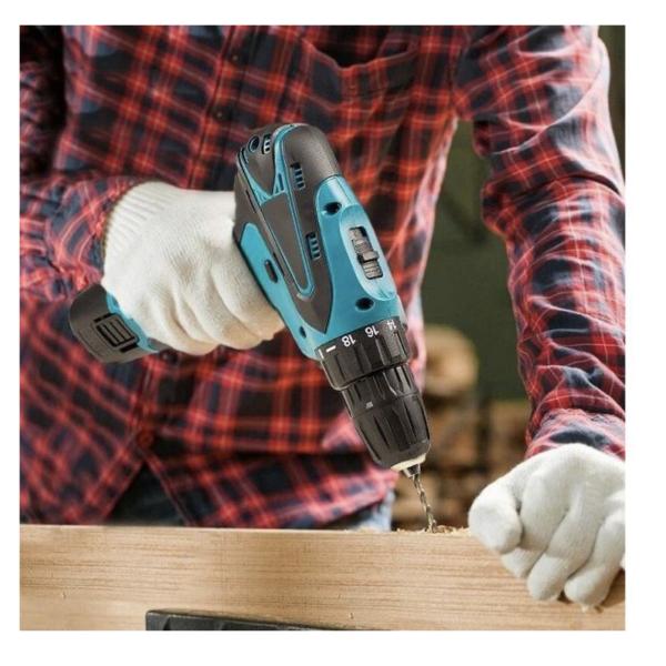 Electric Cordless Drill 12V – 2 × 4500 mAh Batteries, 18-Torque Settings, LED Light