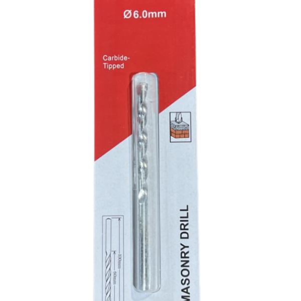 6 mm Masonry Drill Bit – Tungsten-Carbide, 160 mm Total Length – Heavy-Duty Percussion Bit