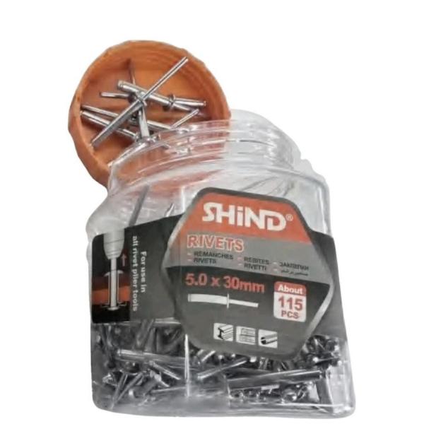 Shind 5.0x30mm Silver Carbon Steel Rivets – 115-Piece Pack | Durable Fasteners for Metal & Wood Applications