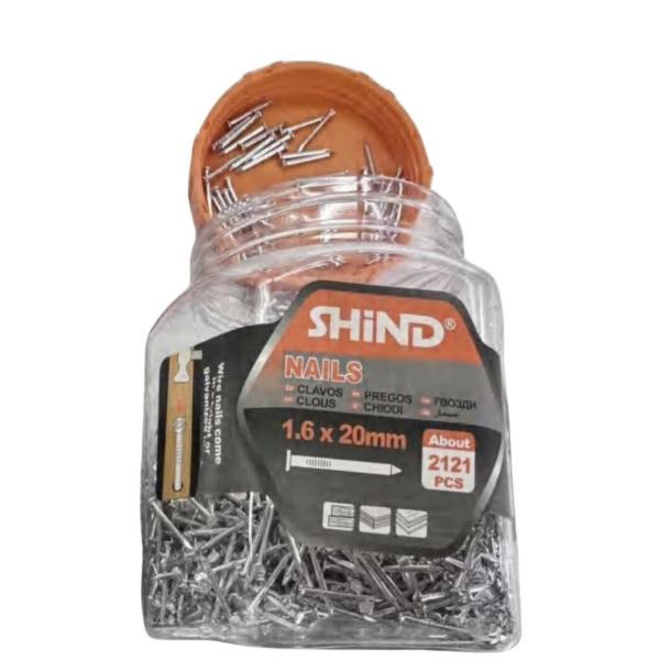 Shind 1.6x20mm Carbon Steel Lost Head Nails – Pack of 2121 for Woodworking & Interior Joinery
