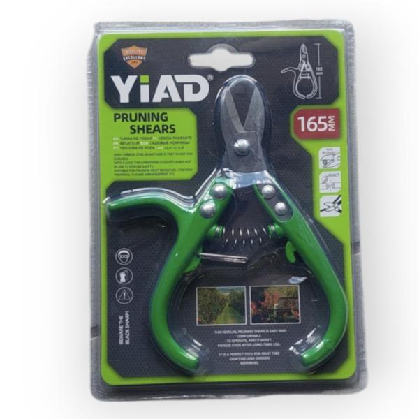 Yiad 165 mm Non‑Slip Garden Pruning Shears – Safety Lock Bypass Cutter