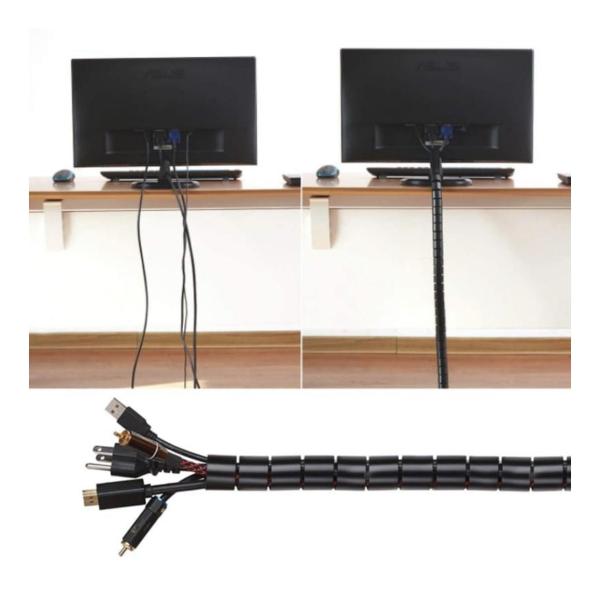 2 m Multipurpose Cable Management Sleeve – Black Zipper Tube Wrap with Clip