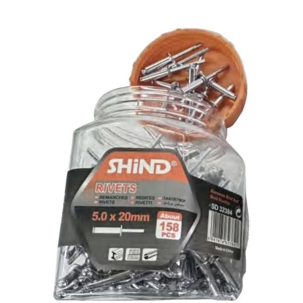 Shind 5.0x20mm Aluminum Alloy Blind Rivets with Steel Mandrel – Dome Head – Pack of 158
