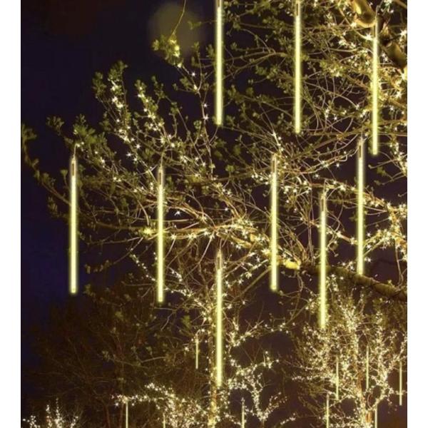 132 SMD Warm White Meteor Shower LED Light – 8-Tube Cascading Light Set for Indoor/Outdoor Decoration