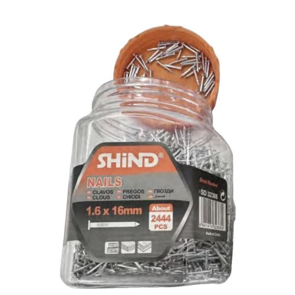 Shind 1.6x16mm Steel Mandrel Nails – Durable Construction Fasteners – Pack of 2444
