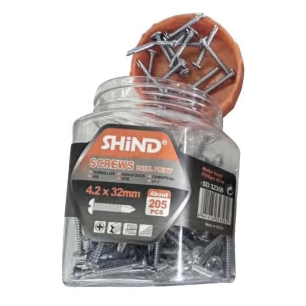 Shind 4.2 x 32mm Silver Self-Drilling Screws with Drill Point – 205-Pack