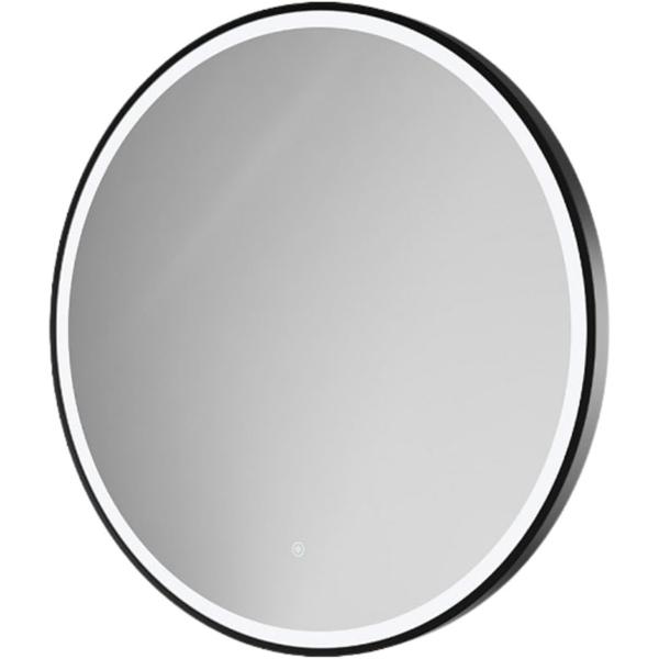 60 Round LED Bathroom Mirror with Black Frame Touch Sensor Control Wall-Mounted Lighted Vanity Mirror Matte Black 60cm